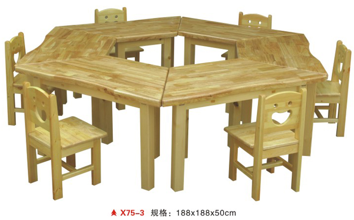 X75-3小天乐樟子松梯形桌